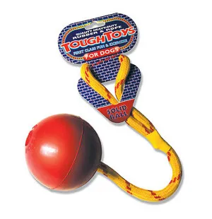 Happy Pet Tough Toy täyskumi pallo köydellä, 8cm kuva