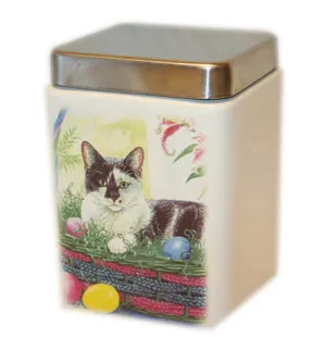 Keraaminen herkkupurkki kissalle 15 cm kannella A kuva