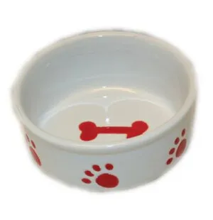 Keraaminen kuppi 10cm valk., pun. luu /tassukuvio image