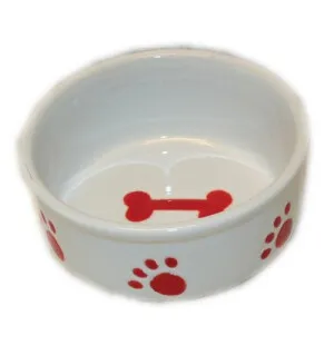 Keraaminen kuppi 14cm valk., pun. luu / tassukuvio image