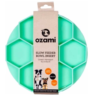 Ozami Slow Feeder Bowl Insert Green Hexagon 15,7x15cm  image
