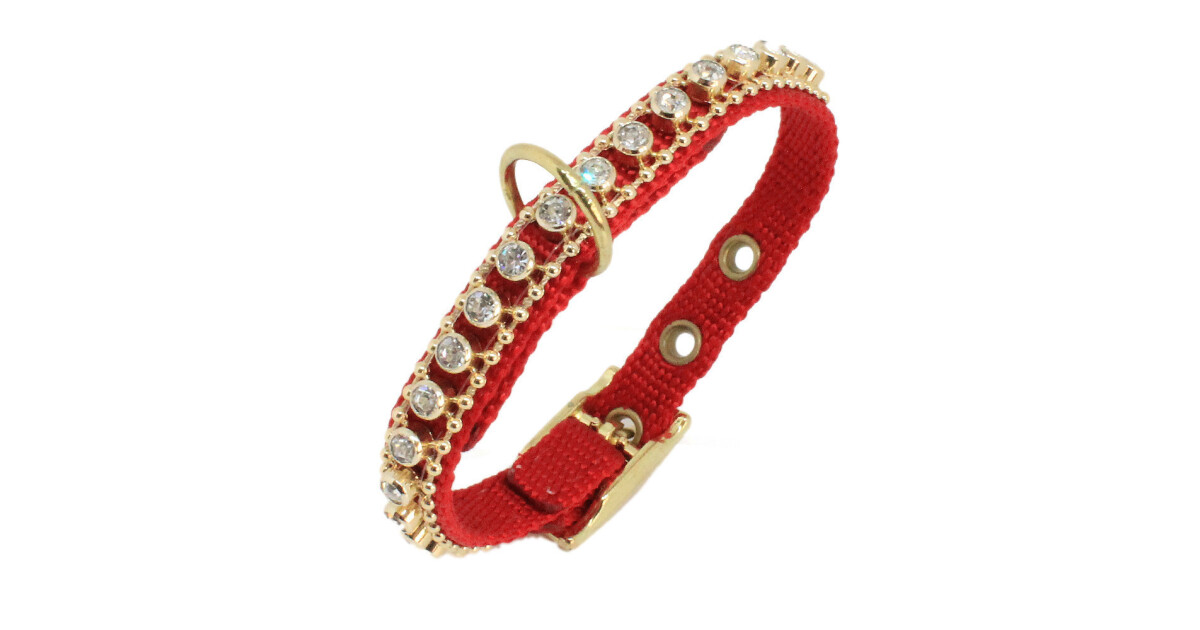 STARLIGHT Halsband, röd, 35 cm, bredd 10mm » Vaasan Eläinkeskus